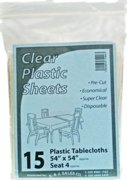 Plastic Tablecloth Clear 54'/54' Bag 'Eazee' NETT!