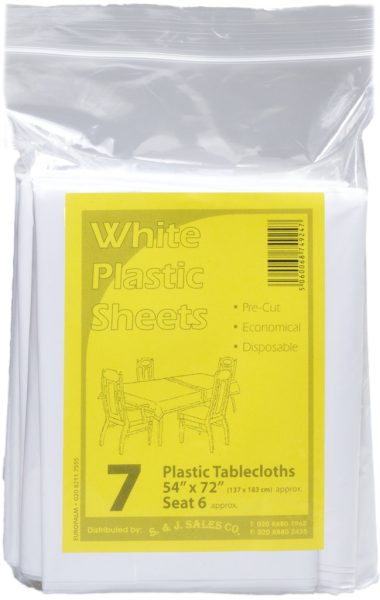 Plastic Tablecloth White 54'/72' Bags 'Eazee'