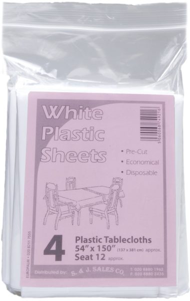 Plastic Tablecloth White 54'/150'  Bag 'Eazee'