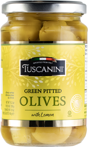 Green Pitted Olives W/Lemon 'Tuscanini' NETT!